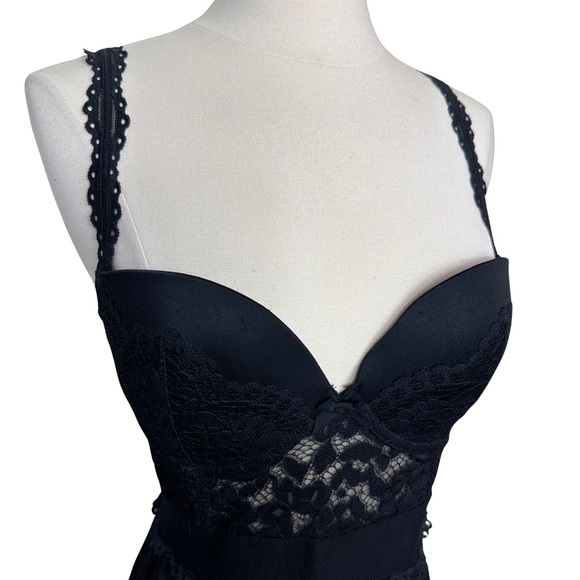 Victorias Secret 34D Black Lace Underwire Sexy Lingerie Teddy Garter Clip Dress - Picture 4 of 12